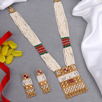 Kalpna Sales Exclusive Designer Gold Plated Kundan And Pearl Long Necklace Set