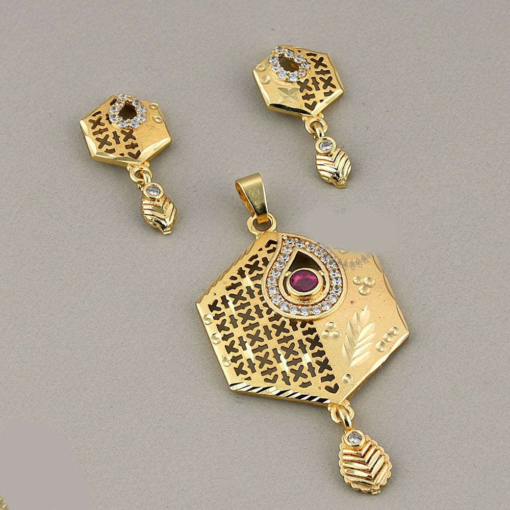 Kalpna Sales Surat Gold Plated Austrian Stone Pendant Set