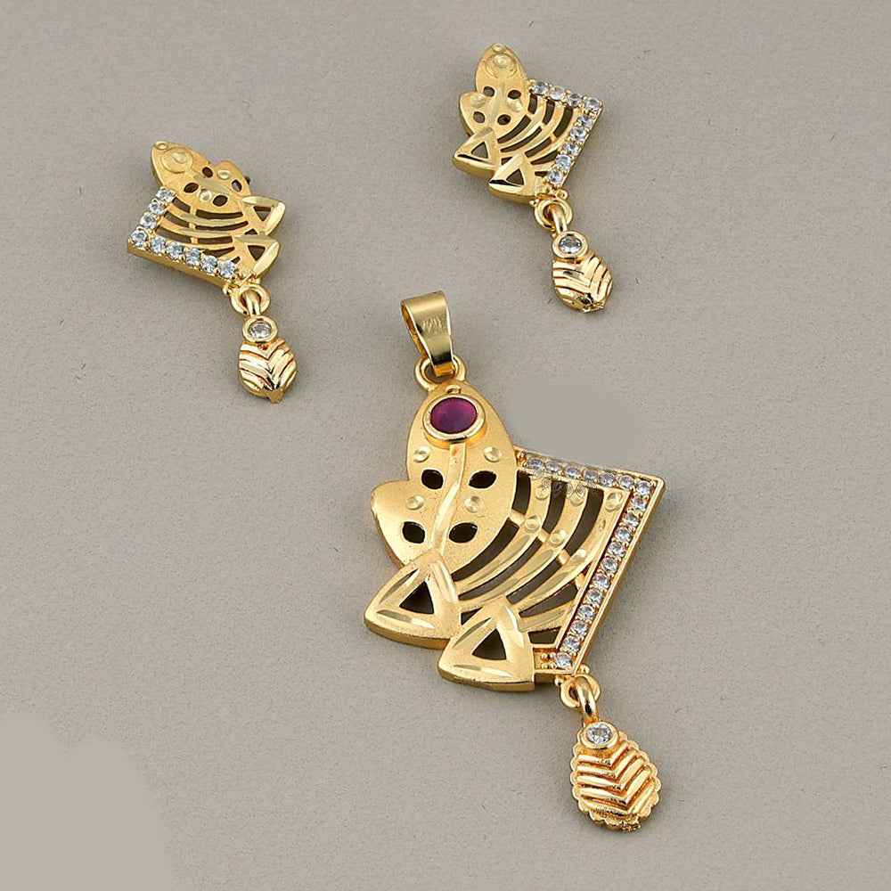 Kalpna Sales Surat Gold Plated Austrian Stone Pendant Set