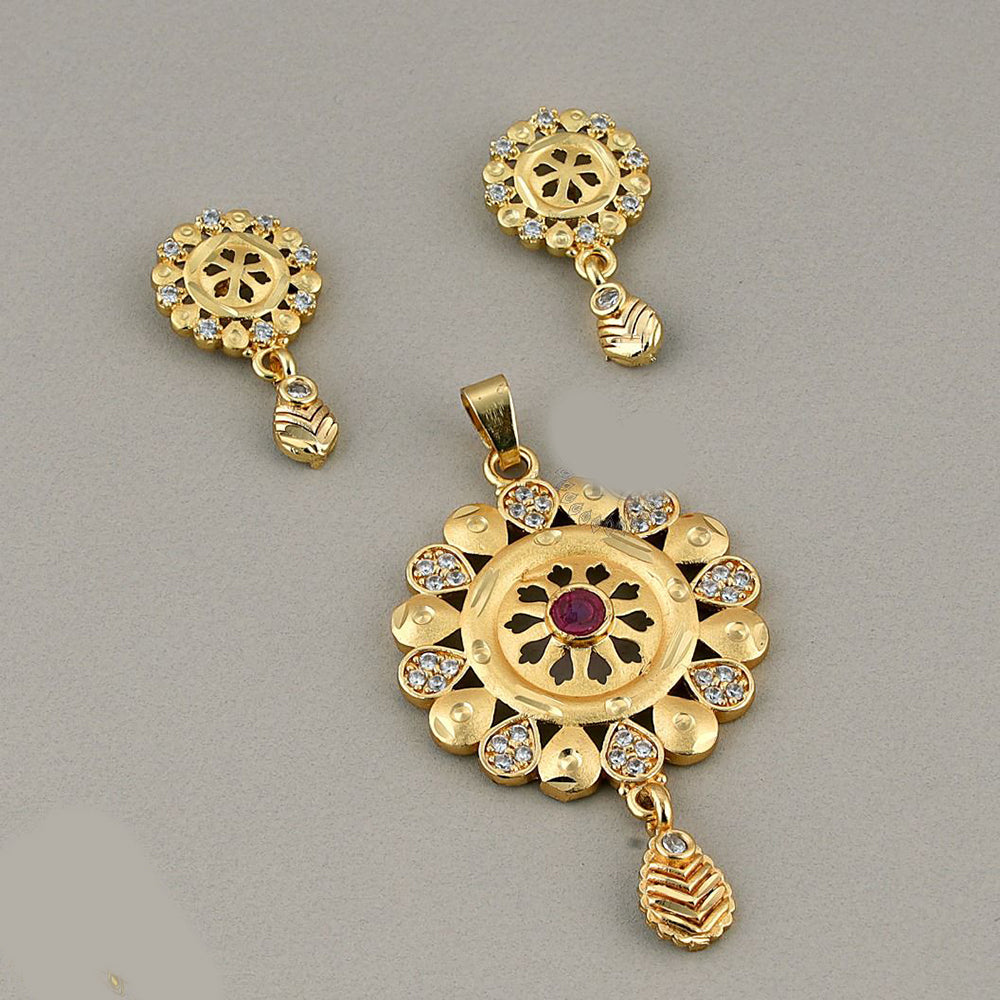 Kalpna Sales Surat Gold Plated Austrian Stone Pendant Set