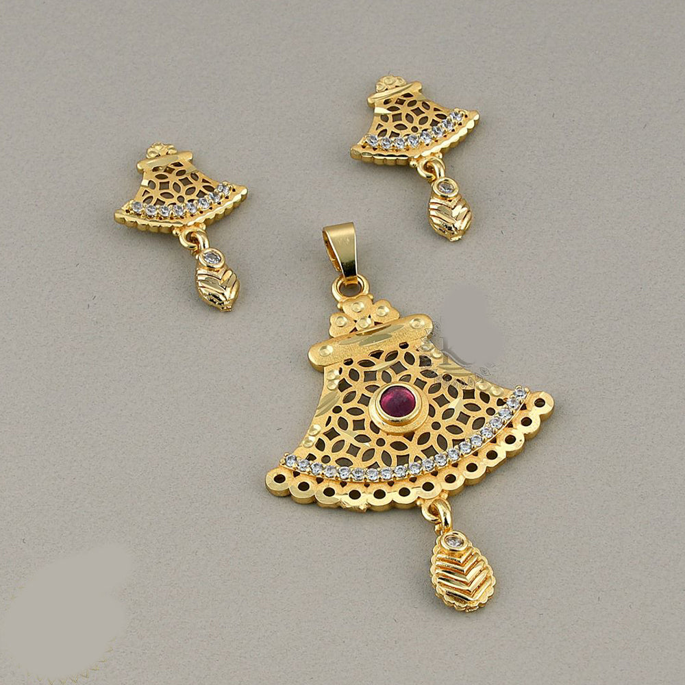 Kalpna Sales Surat Gold Plated Austrian Stone Pendant Set