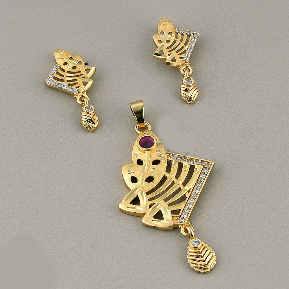 Kalpna Sales Surat Gold Plated Austrian Stone Pendant Set