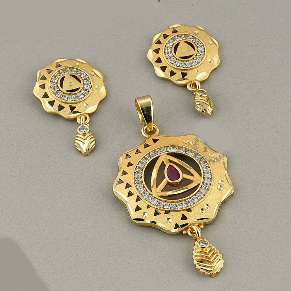 Kalpna Sales Surat Gold Plated Austrian Stone Pendant Set