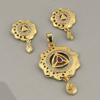 Kalpna Sales Surat Gold Plated Austrian Stone Pendant Set