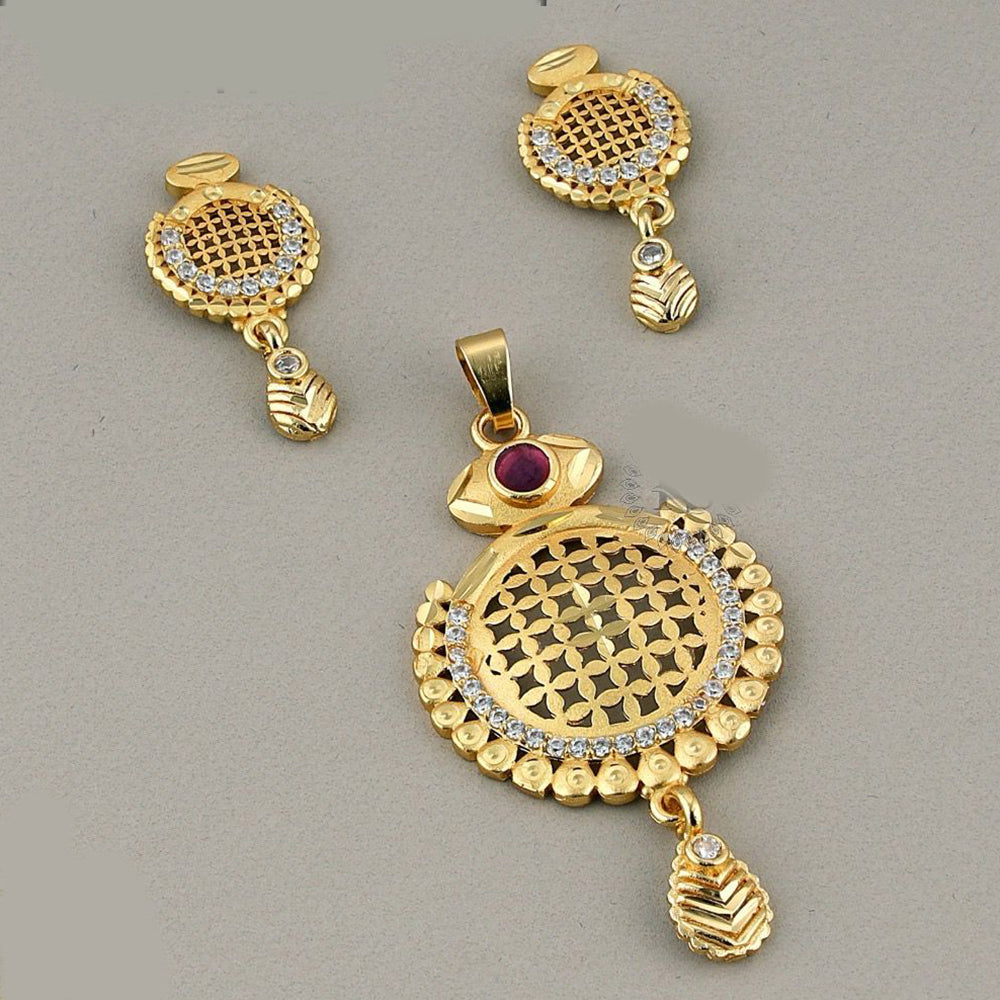 Kalpna Sales Surat Gold Plated Austrian Stone Pendant Set