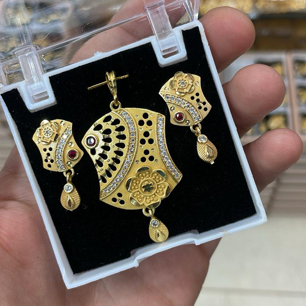 Kalpna Sales Surat Gold Plated Austrian Stone Pendant Set
