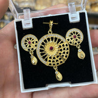 Kalpna Sales Surat Gold Plated Austrian Stone Pendant Set