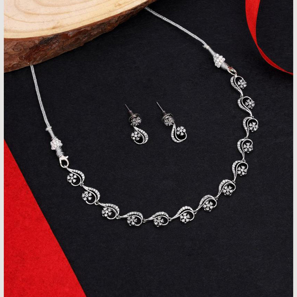 Kalpna Sales Surat Silver Plated Austrian Stone Necklace Set