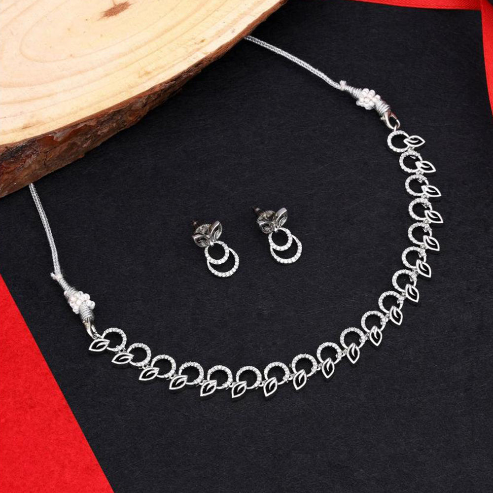 Kalpna Sales Surat Silver Plated Austrian Stone Necklace Set