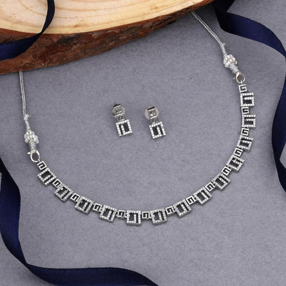 Kalpna Sales Surat Silver Plated Austrian Stone Necklace Set