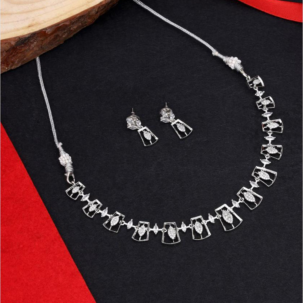 Kalpna Sales Surat Silver Plated Austrian Stone Necklace Set
