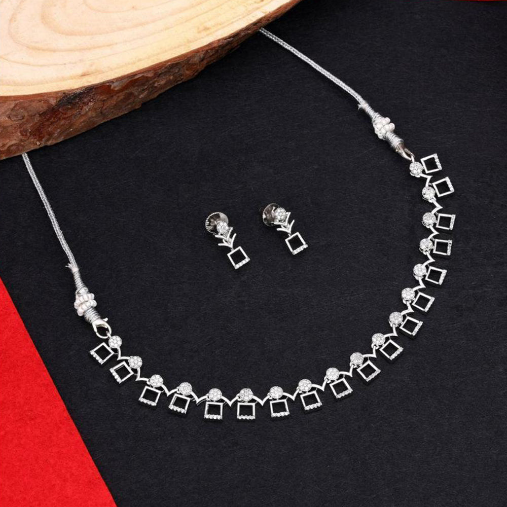 Kalpna Sales Surat Silver Plated Austrian Stone Necklace Set