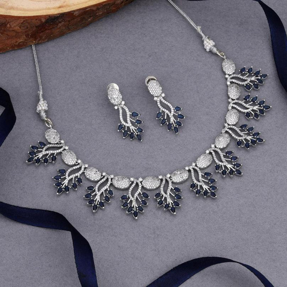 Kalpna Sales Surat Silver Plated American Diamond Necklace Set