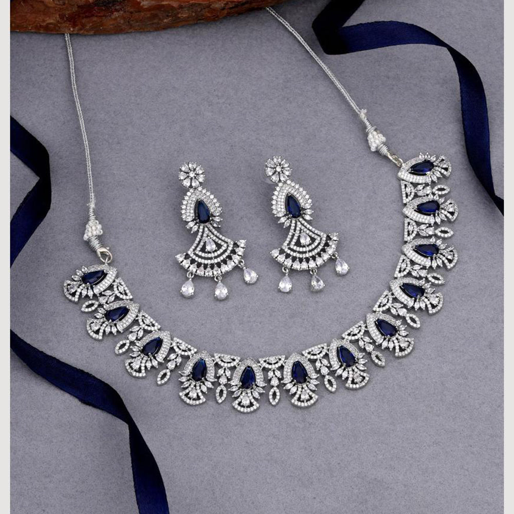 Kalpna Sales Surat Silver Plated American Diamond Necklace Set
