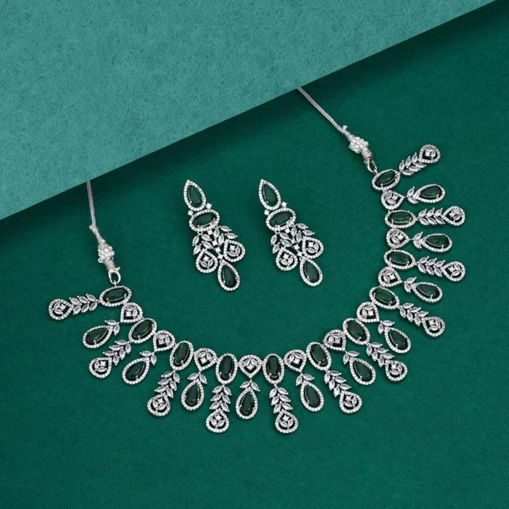 Kalpna Sales Surat Silver Plated American Diamond Necklace Set