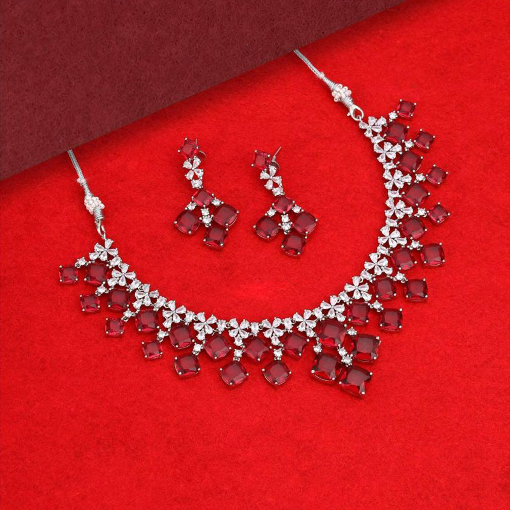 Kalpna Sales Surat Silver Plated American Diamond Necklace Set