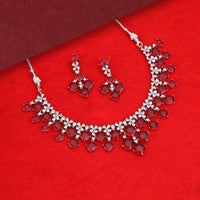 Kalpna Sales Surat Silver Plated American Diamond Necklace Set