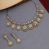 Kalpna Sales Surat Gold Plated Polki Kundan And Austrian Stone Necklace Set 