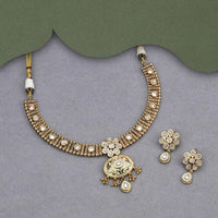 Kalpna Sales Surat Gold Plated Austrian Stone And Meenakari Necklace Set