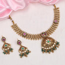 Kalpna Sales Surat Gold Plated Pota And Pearl Necklace Set 