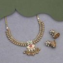 Kalpna Sales Surat Gold Plated Pota Stone And Meenakari Necklace Set