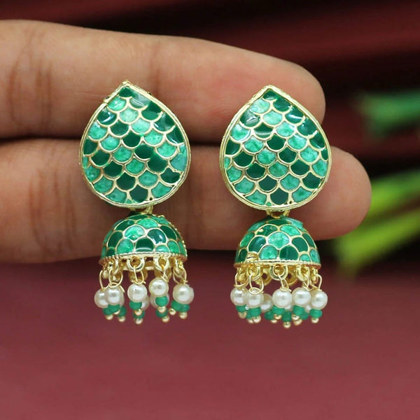 Indian Imitation Jewellery Gold Plated Meenakari Jhumki