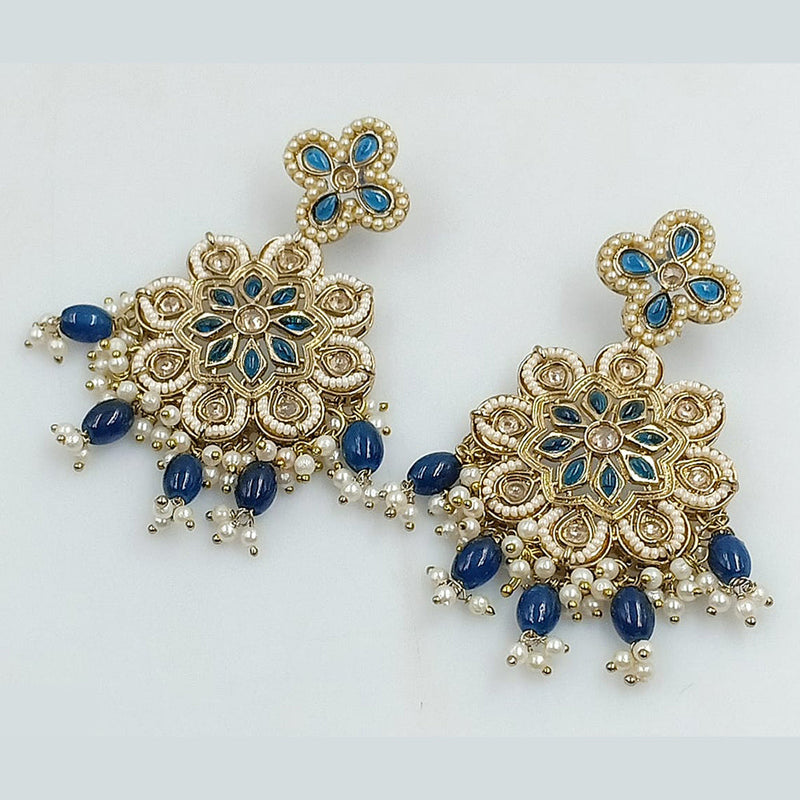 Rajwadi Collection Gold Plated Crystal Stone Pearl And Beads Dangler Earrings