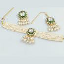 Rajwadi Collection Gold Plated Kundan Stone And Pearl  Choker Necklace Set