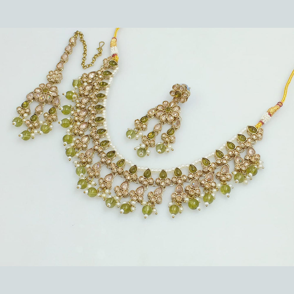 Rajwadi Collection Gold Plated Crystal Stone Necklace Set