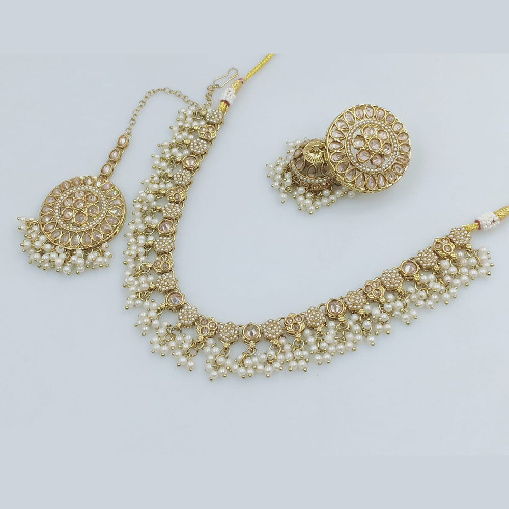 Rajwadi Collection Gold Plated Pearl Necklace Set