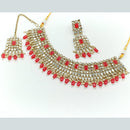 Rajwadi Collection Gold Plated Pearl Mirror And Beads Necklace Set