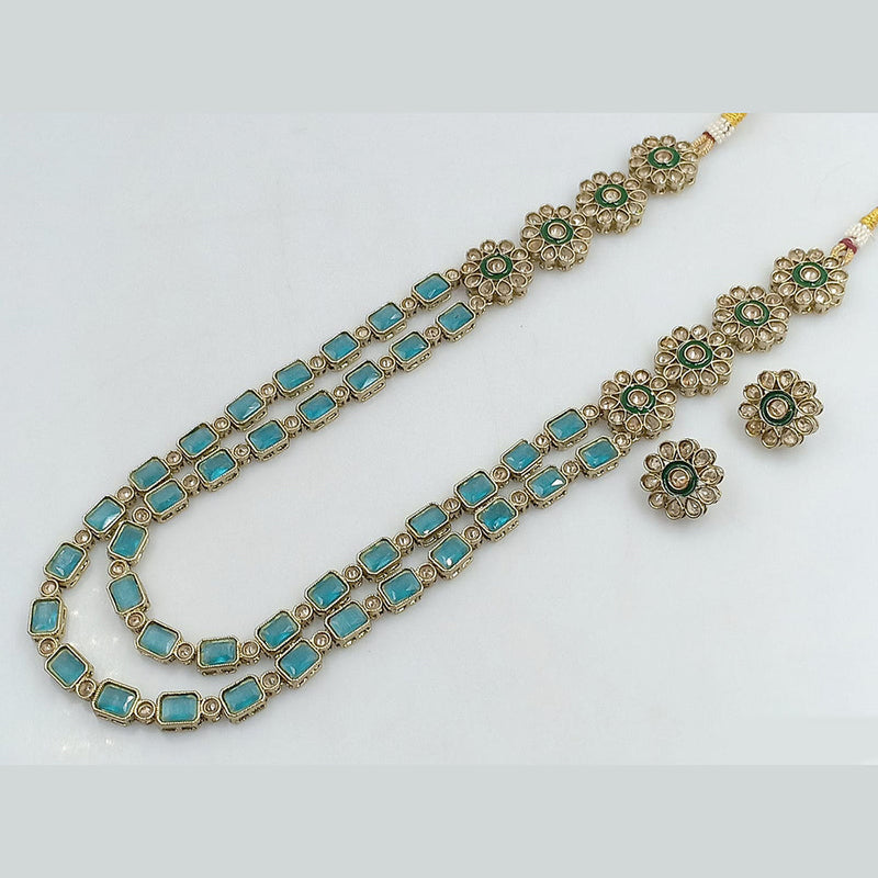 Rajwadi Collection Gold Plated Crystal Stone Long Necklace Set