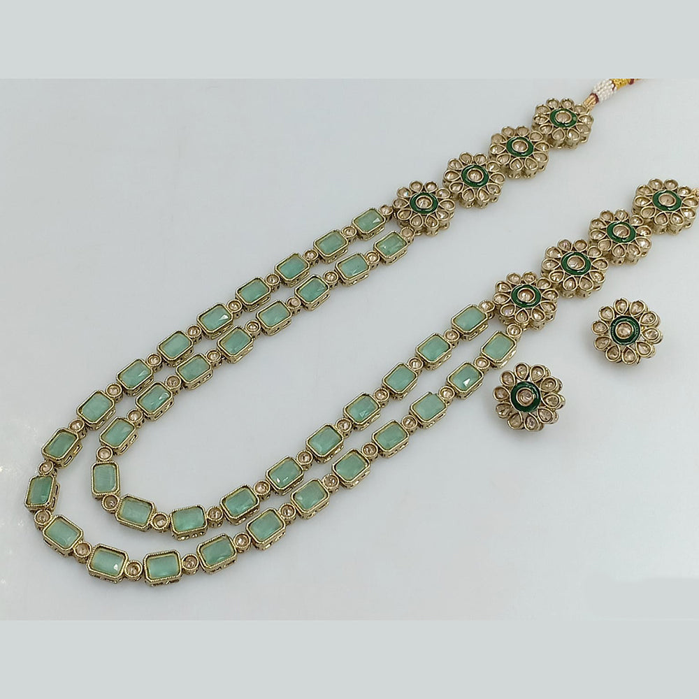 Rajwadi Collection Gold Plated Crystal Stone Long Necklace Set