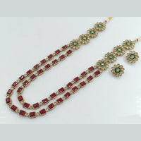 Rajwadi Collection Gold Plated Crystal Stone Long Necklace Set