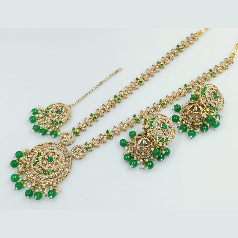 Rajwadi Collection Gold Plated Crystal Stone Pearl  And Beads Long Necklace Set