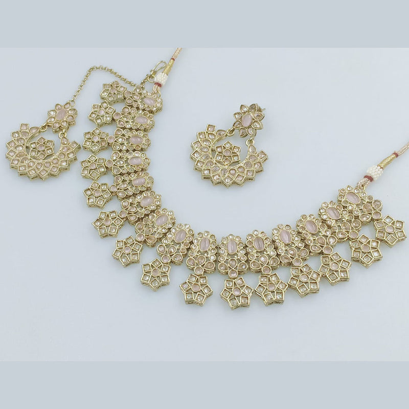 Rajwadi Collection Gold Plated Crystal Stone Necklace Set