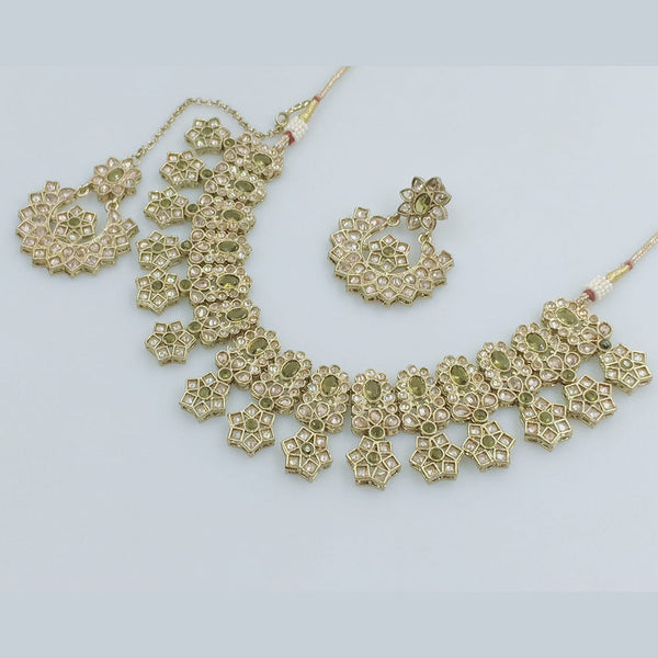 Rajwadi Collection Gold Plated Crystal Stone Necklace Set