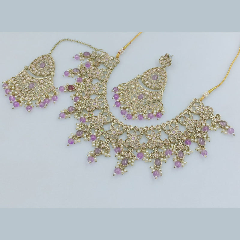 Rajwadi Collection Gold Plated Crystal Stone And Beads Necklace Set