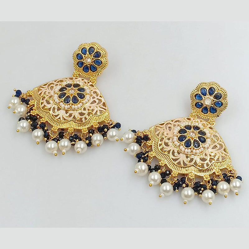 Rajwadi Collection Gold Plated Pota Stone And Meenakari Beads Dangler Earrings