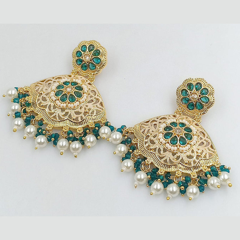 Rajwadi Collection Gold Plated Pota Stone And Meenakari Beads Dangler Earrings