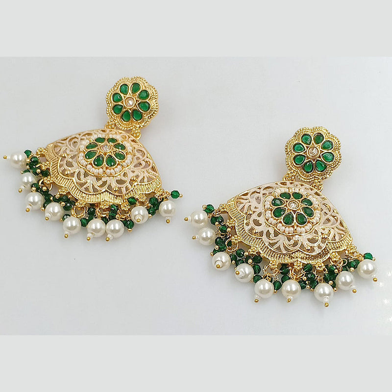 Rajwadi Collection Gold Plated Pota Stone And Meenakari Beads Dangler Earrings