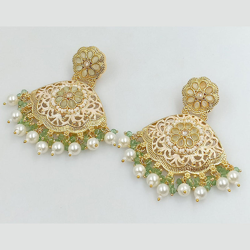 Rajwadi Collection Gold Plated Pota Stone And Meenakari Beads Dangler Earrings