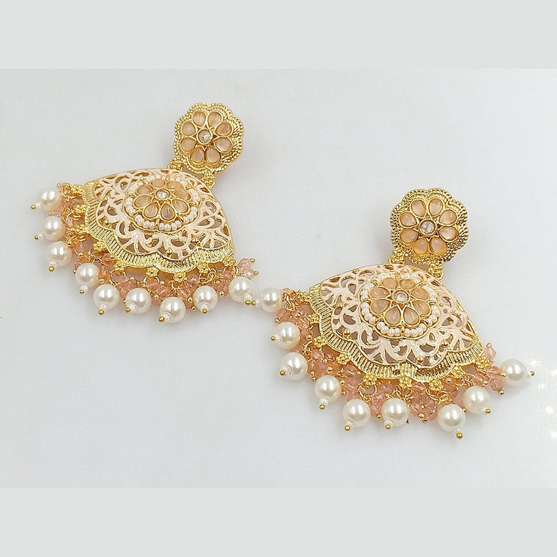 Rajwadi Collection Gold Plated Pota Stone And Meenakari Beads Dangler Earrings