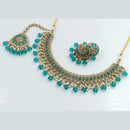 Rajwadi Collection Gold Plated Crystal Stone And Beads Necklace Set