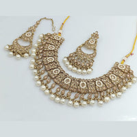 Rajwadi Collection Gold Plated Crystal Stone And Beads Necklace Set