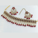 Rajwadi Collection Gold Plated Crystal Stone And Pearls Choker Necklace Set