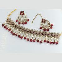 Rajwadi Collection Gold Plated Crystal Stone And Pearls Choker Necklace Set