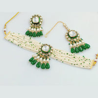 Rajwadi Collection Gold Plated Kundan Stone And Pearls Choker Necklace Set