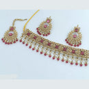 Rajwadi Collection Gold Plated Crystal Stone And Pearls Choker Necklace Set