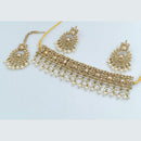 Rajwadi Collection Gold Plated Crystal Stone And Pearls Choker Necklace Set